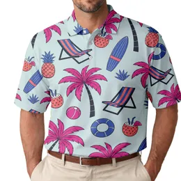 Tropical Palm Surfboard And Beach Chair Coastal Summer Resort Vacation Mens Gift Men's Polo Shirt