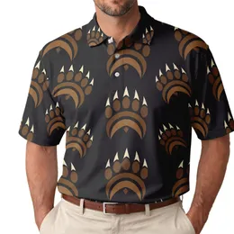 Brown Bear Paw Tribal Motif For Camping, Hiking And Outdoor Adventure Enthusiasts Men's Polo Shirt