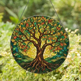 Autumn Tree Stained Glass Window Hanging Decor for Nature Lovers and Cozy Home Spaces Stained Glass Suncatcher