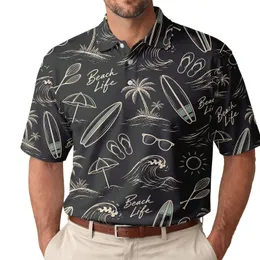 Beach Life Surfboards, Waves And Palms For Coastal Vacation Resort Style For Men Men's Polo Shirt