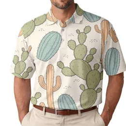 Desert Cactus Botanical Motifs For Beach Vacations And Casual Weekend Outings For Men Men's Polo Shirt