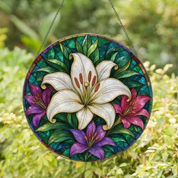Stained Glass White Lily Mosaic Window Decor for Mother's Day Garden Gift for Mom Stained Glass Suncatcher
