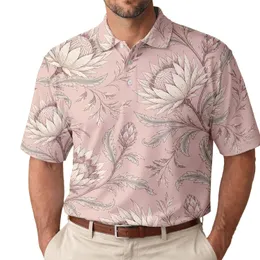 Vintage Blush Protea Florals For Romantic Dates And Western-Inspired Everyday Style Men's Polo Shirt