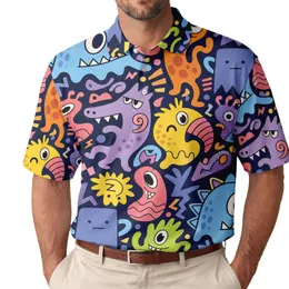 Colorful Cartoon Monsters For Retro Casual Wear And Playful Street Style Men's Polo Shirt