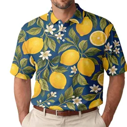 Mediterranean Lemon And Citrus Blossom Motif For Beach Trips, Resort Days, And Men Men's Polo Shirt