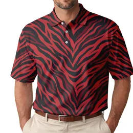 Crimson Tiger Stripe Abstract For Beach Travel, Resort Nights, And Bold Men's Style Men's Polo Shirt