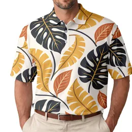 Tropical Leaf Block Motif For Resort Travel, Beach Holidays And Summer Weekend Wear Men's Polo Shirt