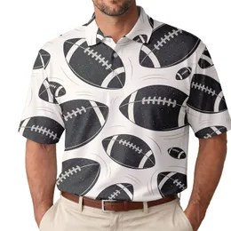 Black Ivory American Football Repeat Retro Sport Style For Game Day Fans And Tailgates Men's Polo Shirt
