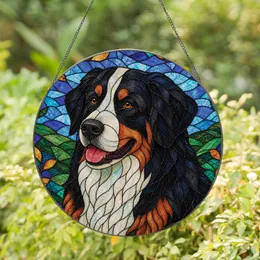 Bernese Mountain Dog Stained Glass Window Decor for Pet Lover Home and Holiday Gifts Stained Glass Suncatcher