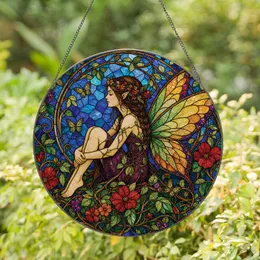 Woodland Fairy With Butterfly Wings Boho Window Hanging Garden Gift for Women Nature Lovers Stained Glass Suncatcher