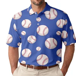 Royal Blue Baseball Motif for Game Day Fans, Coaches, Players and Active Sports Lovers Men's Polo Shirt