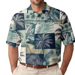 Tropical Palm Patchwork Coastal Resort Style For Men Vacation Wear Men's Polo Shirt