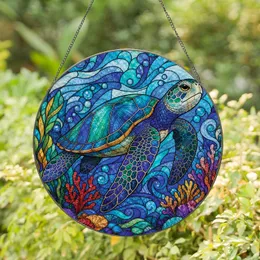 Sea Turtle Ocean Mosaic Window Decor For Coastal Home And Ocean Lover Gift Giving Stained Glass Suncatcher