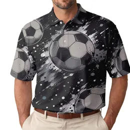 Monochrome Soccer Ball Splatter Streetwear For Match Days, Training, And Soccer Fans Men's Polo Shirt
