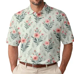 Mint Wildflower Garden Floral For Spring Brunches, Resort Wear, And Everyday Style Men's Polo Shirt