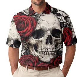 Gothic Skull And Crimson Roses For Dark Romantic Streetwear Looks Men's Polo Shirt