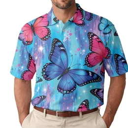 Vibrant Neon Butterfly Garden For Beach Vacations, Resort Days And Summer Parties Men's Polo Shirt