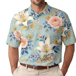 Ivory Lily And Blush Rose Floral Motif For Coastal Garden Resort Summer Wear For Men Men's Polo Shirt