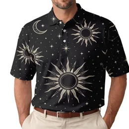 Celestial Moon And Sun Motifs For Beach Vacation Nights And Everyday Coastal Style Men's Polo Shirt