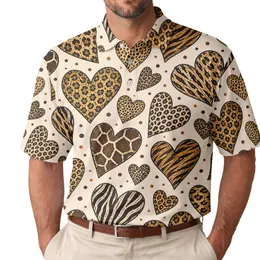 Safari Animal Heart Motifs For Resort Vacations, Date Nights And Boutique Wear Men's Polo Shirt