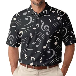 Elegant Silver Music Notes And Treble Clefs For Jazz Nights, Concerts And Music Lovers Men's Polo Shirt