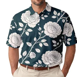 Ivory White Rose Botanical Motif For Modern Streetwear, Garden Events And Daily Style Men's Polo Shirt