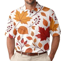 Autumn Maple Leaves And Berry Vines For Smart Casual Weekend Outings And Gifts For Men Men's Polo Shirt