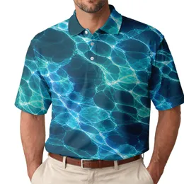 Tropical Aqua Water Ripples For Resort Golf, Cruise Travel And Summer Weekend Wear Men's Polo Shirt