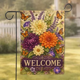 Spring Floral Butterfly Welcome Porch Decor For Cottage Core Home And Porch Lovers Garden Flag