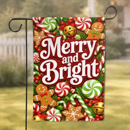 Merry And Bright Candy Cane Holiday Porch Decor For Outdoor Yard Christmas Cheer Garden Flag
