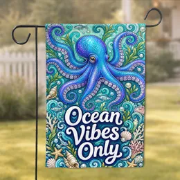 Whimsical Octopus Coastal Porch Decor for Yard Patio and Beach Homes Ocean Lovers Garden Flag