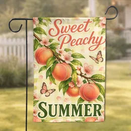 Sweet Peachy Summer Peach Blossom Porch Decor for Patio, Yard, and Front Entry Area Garden Flag