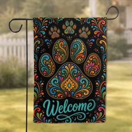 Paisley Paw Welcome Porch Decor For Pet Lovers And Animal Friendly Outdoor Home Yards Garden Flag