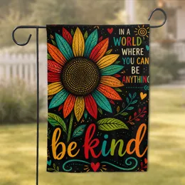 Rainbow Sunflower Be Kind Porch Accent for Cottage Homes, Patios, and All Entryways Garden Flag