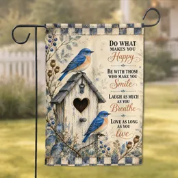 Rustic Blue Birdhouse Porch Decor For Cottage Homes, Spring Patios, And Yard Charm Garden Flag