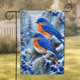Bluebirds In Snowy Pine Winter Welcome For Porch, Yard, And Cottage Seasonal Decor Garden Flag