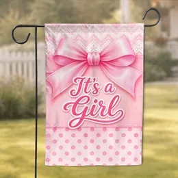 It's A Girl Pink Bow Baby Shower Yard Sign For Gender Reveal Party Celebration Outdoors Garden Flag