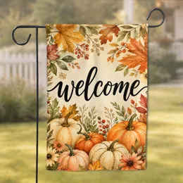 Autumn Welcome Pumpkin Wreath Porch Accent Decor Set For Cozy Farmhouse Entryway Garden Flag