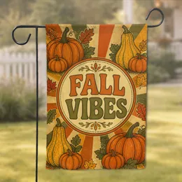 Retro Fall Porch Medallion Pumpkin Accent for Warm Autumn Door and Home Seasonal Style Garden Flag