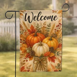 Autumn Pumpkin Welcome Mason Jar Porch Decor For Rustic Farmhouse Home Entryway Accent Garden Flag