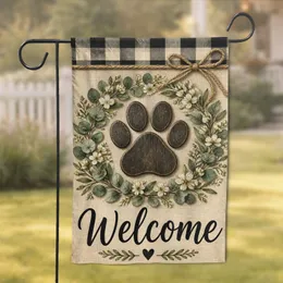 Rustic Paw Print Welcome Porch Decor For Farmhouse Pet Lovers And Cozy Entryways Garden Flag