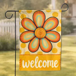Retro Floral Welcome Outdoor Decor for Porch, Patio, and Summer Front Home Entryways Garden Flag