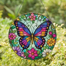 Butterfly And Bloom Stained Glass Window Decor For Garden Lovers, Sunlit Home Accent Stained Glass Suncatcher