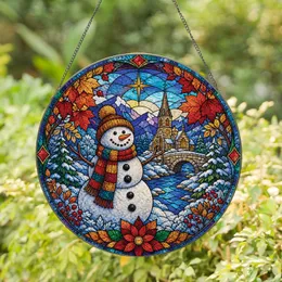 Snowman Winter Window Decor for Holiday Homes, Cozy Cabin Charm, and Giftable Cheer Stained Glass Suncatcher