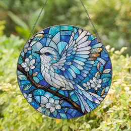 Stained Glass Bird on Branch for Window, Porch, and Garden Decor for Nature Lovers Stained Glass Suncatcher