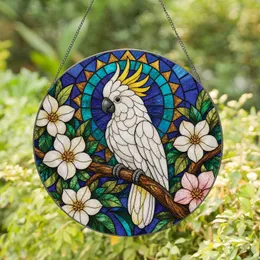 White Cockatoo Stained Glass Window Accent for Bird Lovers In Garden Rooms And Porches Stained Glass Suncatcher