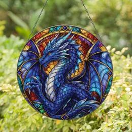 Cobalt Blue Dragon Stained Glass Window Accent for Fantasy Home Decor and Gifts Stained Glass Suncatcher