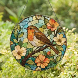 Robin and Blossom Stained Glass Wall Accent for Easter, Mother's Day, and Home Gift Stained Glass Suncatcher