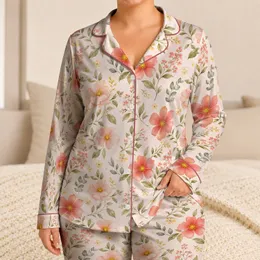 Vintage Cottage Garden Florals for Cozy Summer Lounging Women Satin Pajamas Set