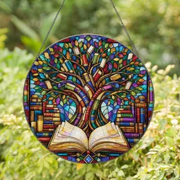 Tree Of Knowledge Stained Glass Window Accent For Readers, Librarians, And Scholars Stained Glass Suncatcher